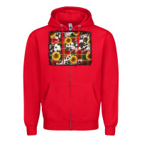Red cowhide sunflowers candy canes Zipper Hoodie - Jasminsmagicworld