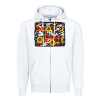 White cowhide sunflowers candy canes Zipper Hoodie - Jasminsmagicworld