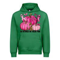 Emerald In October We Wear Pink with Pumpkin Urban Hoodie - texasbilliewilder