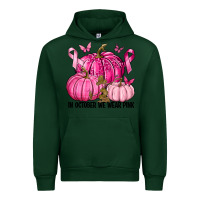 Forest Green In October We Wear Pink with Pumpkin Urban Hoodie - texasbilliewilder