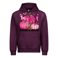Mauve Wine In October We Wear Pink with Pumpkin Urban Hoodie - texasbilliewilder