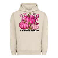 Pigment French Oak In October We Wear Pink with Pumpkin Urban Hoodie - texasbilliewilder