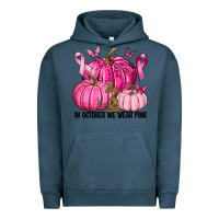 Pigment Midnight Navy In October We Wear Pink with Pumpkin Urban Hoodie - texasbilliewilder