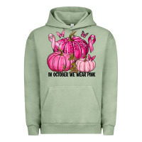 Pigment Oil Green In October We Wear Pink with Pumpkin Urban Hoodie - texasbilliewilder