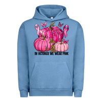 Pigment Pebble Blue In October We Wear Pink with Pumpkin Urban Hoodie - texasbilliewilder