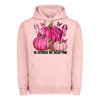 Pigment Salmon In October We Wear Pink with Pumpkin Urban Hoodie - texasbilliewilder