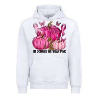 White In October We Wear Pink with Pumpkin Urban Hoodie - texasbilliewilder
