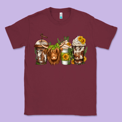 Longhaired Cow Coffee Classic Tee Designed By Jasminsmagicworld