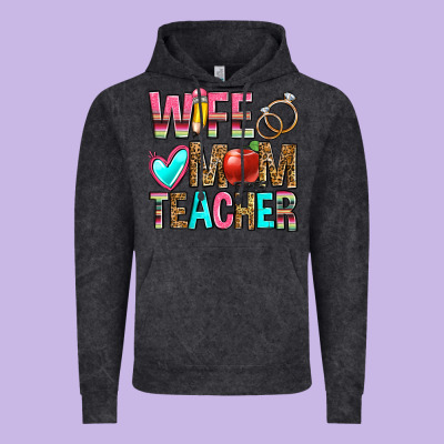 Wife Mom Teacher Vintage Hoodie Designed By Zillion Design Studio