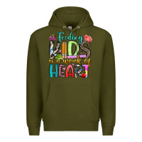 Army Green feeding kids is a work of heart Premium Hoodie - Artiststas