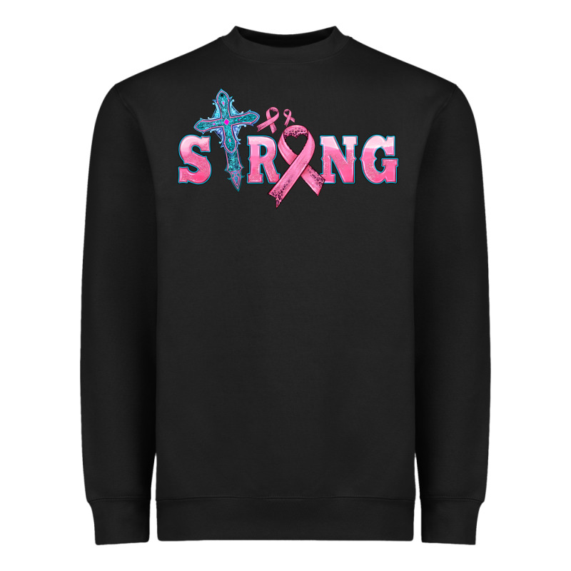 Strong With Cross Ribbon Heavyweight Sweatshirt by HRA Design Shop | Teevron