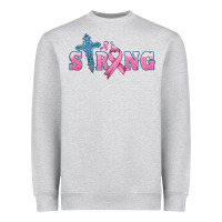 Heather Grey strong with cross ribbon Heavyweight Sweatshirt - HRA Design Shop
