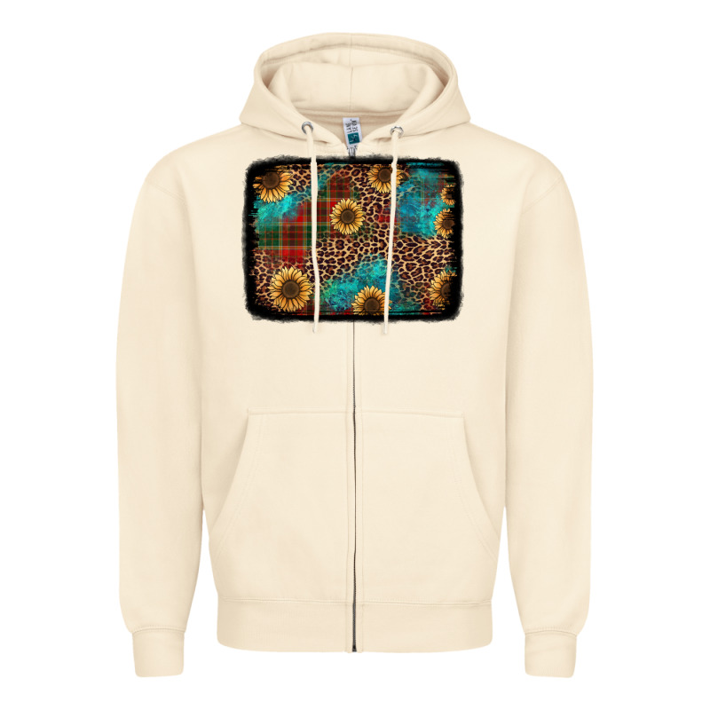Christmas Sunflowers And Buffalo Plaid Background Zipper Hoodie by Jasminsmagicworld | Teevron