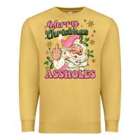 Antique Gold merry christmas assholes Premium Sweatshirt - MaliasSmallBusiness