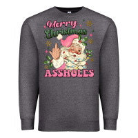 Charcoal Heather merry christmas assholes Premium Sweatshirt - MaliasSmallBusiness