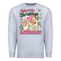 Heather Grey merry christmas assholes Premium Sweatshirt - MaliasSmallBusiness