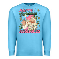 Ocean Blue merry christmas assholes Premium Sweatshirt - MaliasSmallBusiness