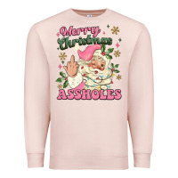 Pale Pink merry christmas assholes Premium Sweatshirt - MaliasSmallBusiness