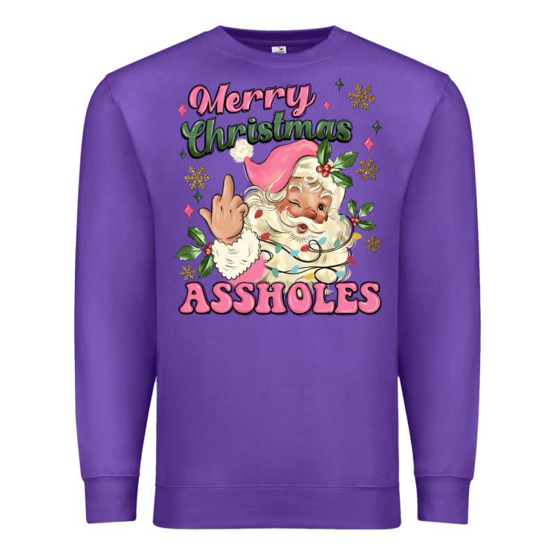 Merry Christmas Assholes Premium Sweatshirt by MaliasSmallBusiness | Teevron