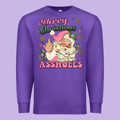 Merry Christmas Assholes Premium Sweatshirt Designed By Maliassmallbusiness