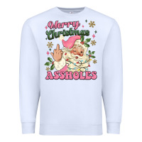 White merry christmas assholes Premium Sweatshirt - MaliasSmallBusiness