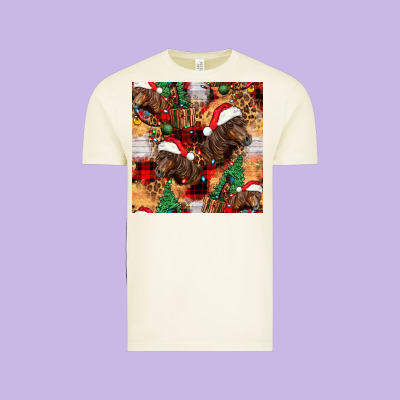 Christmas Horse Leopard Tartan Vintage Tee Designed By Fadigitalartstudio