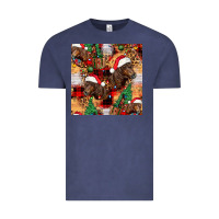Vintage Denim christmas horse leopard tartan Vintage Tee - FaDigitalArtStudio