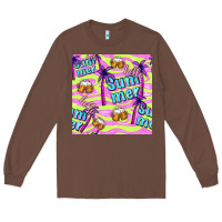 Chestnut hello summer and beer seamless pattern Long Sleeve Tee - BundleAndBundleShop