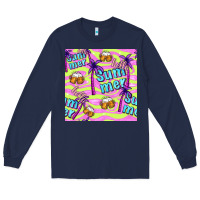 Navy hello summer and beer seamless pattern Long Sleeve Tee - BundleAndBundleShop
