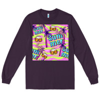 Plum hello summer and beer seamless pattern Long Sleeve Tee - BundleAndBundleShop