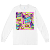 White hello summer and beer seamless pattern Long Sleeve Tee - BundleAndBundleShop