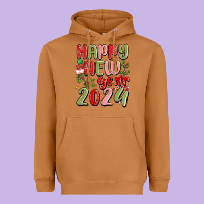 Happy New Year 2024 Heavyweight Hoodie Designed By Maliassmallbusiness