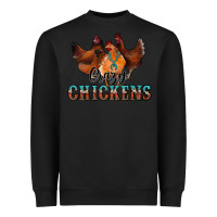 Black crazychickens Heavyweight Sweatshirt - CowhideDigitalArt