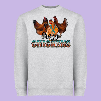 Crazychickens Heavyweight Sweatshirt Designed By Cowhidedigitalart