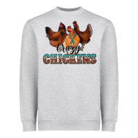 Heather Grey crazychickens Heavyweight Sweatshirt - CowhideDigitalArt