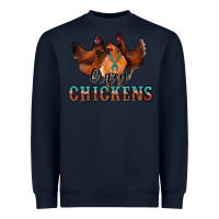 Navy crazychickens Heavyweight Sweatshirt - CowhideDigitalArt