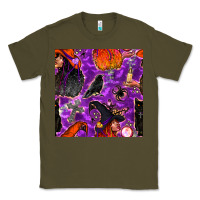 Army Green halloween witch seamless pattern Classic Tee - BundleAndBundleShop