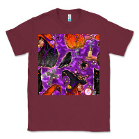 Burgundy halloween witch seamless pattern Classic Tee - BundleAndBundleShop