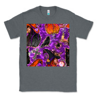 Charcoal Heather halloween witch seamless pattern Classic Tee - BundleAndBundleShop