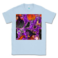 Dusty Blue halloween witch seamless pattern Classic Tee - BundleAndBundleShop