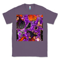 Lavender halloween witch seamless pattern Classic Tee - BundleAndBundleShop