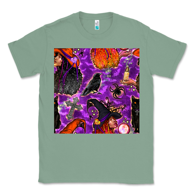 Halloween Witch Seamless Pattern Classic Tee by BundleAndBundleShop | Teevron