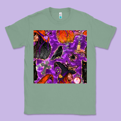 Halloween Witch Seamless Pattern Classic Tee Designed By Bundleandbundleshop