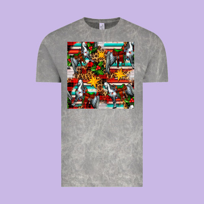 Christmas Horse Leopard Tartan Vintage Tee Designed By Fadigitalartstudio