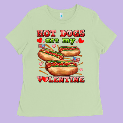 Hot Dogs Are My Valentine Ladies Tee Designed By Adodesignshop