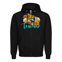 Black Western Teacher Pencil Zipper Hoodie - LillyAllenDesigns