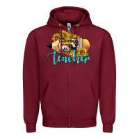 Burgundy Western Teacher Pencil Zipper Hoodie - LillyAllenDesigns