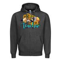 Charcoal Heather Western Teacher Pencil Zipper Hoodie - LillyAllenDesigns