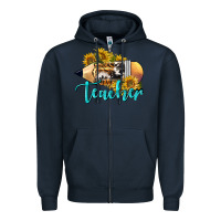 Navy Western Teacher Pencil Zipper Hoodie - LillyAllenDesigns