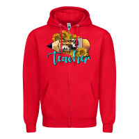 Red Western Teacher Pencil Zipper Hoodie - LillyAllenDesigns